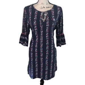 Ralph Lauren navy flower bell sleeve large